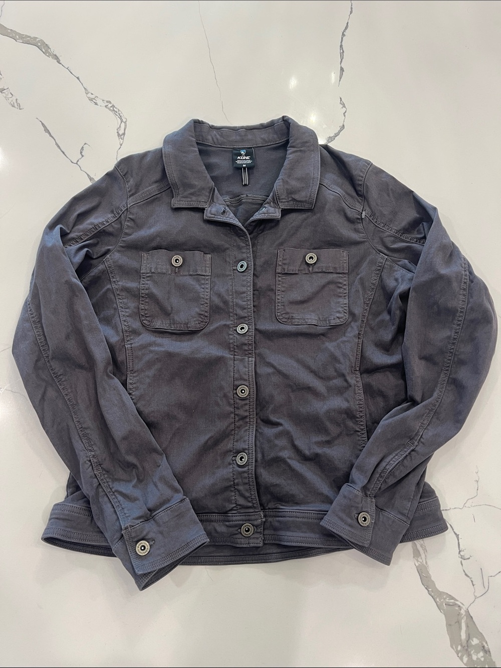 Casual Women's Button-Front Jacket in Slate Blue